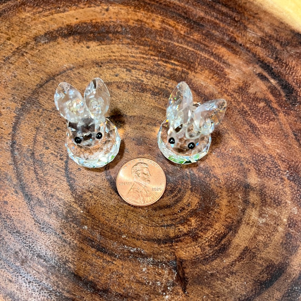 SWAROVSKI CRYSTAL MINI BUNNY FIGURINES SET of 2 - Picture 4 of 7